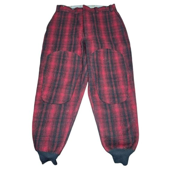 Woolrich Red Plaid Pants Mens 38 Hunting Yooper Winter Vintage Snap - Picture 1 of 8